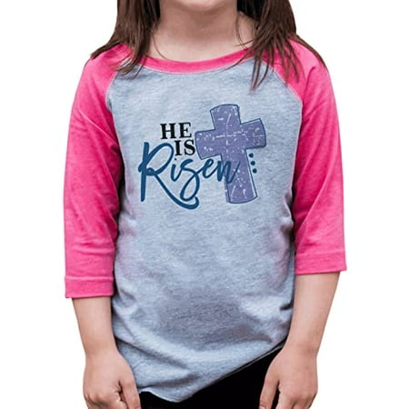 

7 ate 9 Apparel Kid s Happy Easter Shirts - He is Risen Cross Pink Shirt 4T