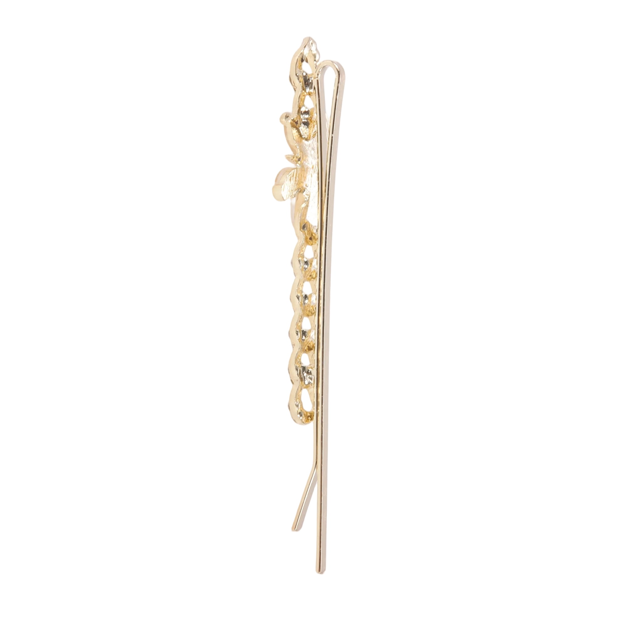 Unique Bargains 2Pcs Flower Butterfly Bobby Pin Gold Tone Beige Hair Accessory