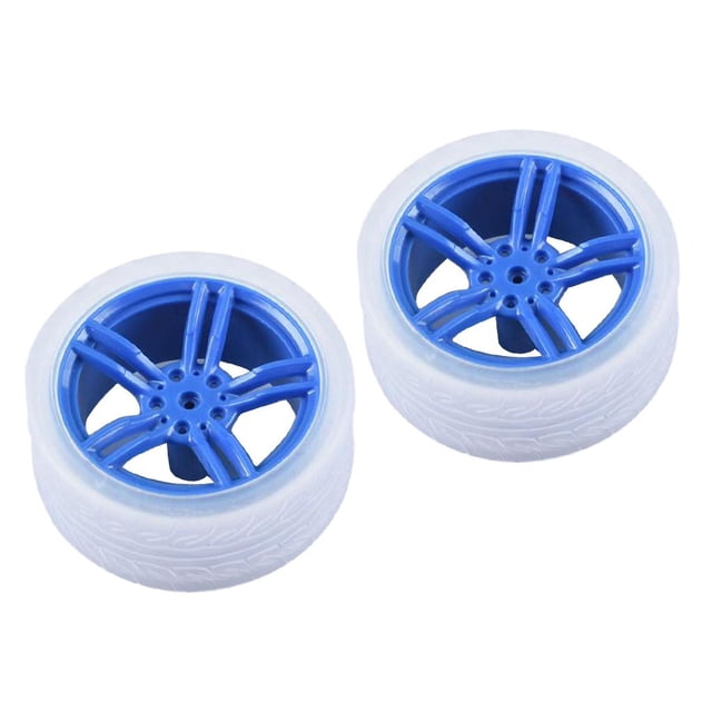 2 Piezas de Neumáticos DIY, Neumáticos de Goma con Llantas para 1: 4, 1: 5, 1: 6, 1: 8, 1:10, 1:12, 1:14, 1:15, 1:16, 1: 18 RC Car Azul perfke Neumático de goma para coche de juguete