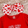 thumbnail image 5 of Youmylove Two Piece Girls Outfits Toddler Girls Valentine'S Day Long Sleeve Letter Romper Bodysuits Hearts Printed Bell Bottoms Pants Headbands Kids Outfits, 5 of 8
