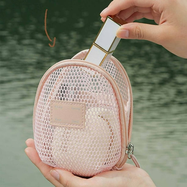 Neceser portátil de malla ZJT250123834 | Organizador de maquillaje de viaje pequeño y transparente con múltiples compartimentos | Estuche ligero de poliéster para guardar brochas y accesorios de aseo