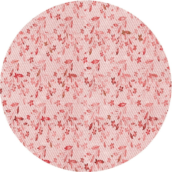 Ahgly Company Indoor Round Patterned Light Rose Pink Area Rugs, 7' Round