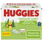 Huggies Natural Care Sensitive Baby Wipes, Unscented, 6 Flip-Top Packs (288 Wipes Total)