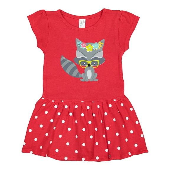 Inktastic Hipster Raccoon, Raccoon With Glasses, Flowers Gift Baby Girl Dress