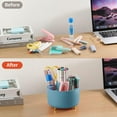 thumbnail image 7 of SUSWIM 5-Compartment Desktop Organizer & Holder with Rotating Organizers, Blue, 7 of 7