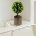 thumbnail image 4 of RuiJiao Artificial Green Grass Ball Potted, Fake Shrubs Ball Plant Decoration, Faux Small Boxwood Topiary, Home Office Desk Table Room, 4 of 6