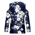 thumbnail image 5 of Cavosen Casual Tops for Women Long Sleeve Off Shoulder Sleeve Pullover T-Shirts V Neck Floral Print Soft Blouse Criss Cross Vacation Tops Fashion Loose Shirts Going out Tees Blue S, 5 of 5