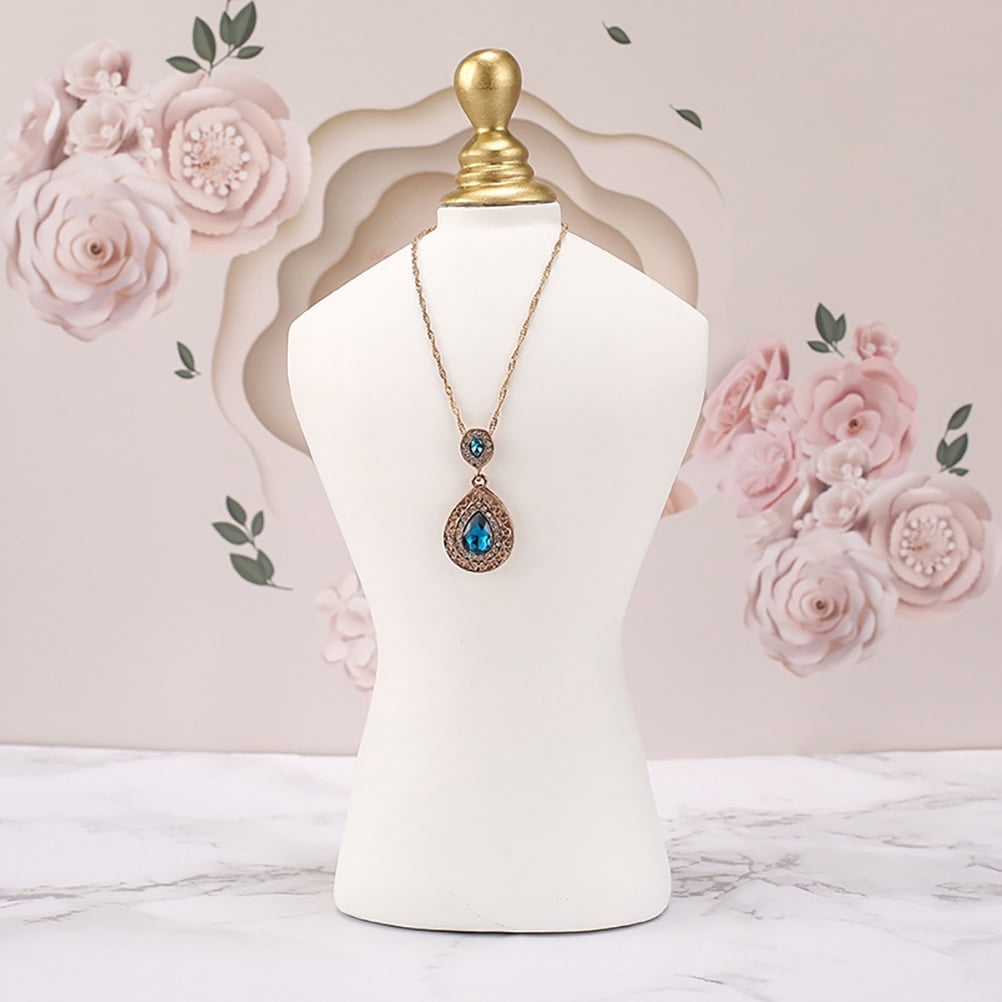 FONDOTIN White Resin Jewelry Display Mannequin Necklace Holder for Boutique and Retail Store Presentation