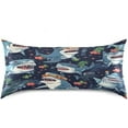 thumbnail image 3 of GZHJMY Satin Pillowcase for Hair and Skin, Cute Sharks Cooling Pillow Case with Envelope Closure Soft Breathable Silk Satin Pillow Cover for Sleeping King Size 40x20 in Home Decor, 3 of 7