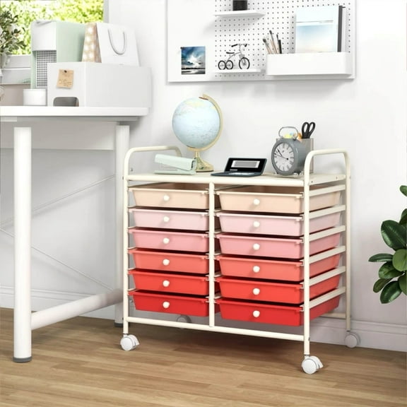 Harmijoy 12 Drawers Rolling Cart Storage Scrapbook Paper Studio Organizer Bins Black