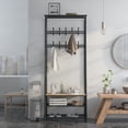 thumbnail image 3 of Simple Hallway Coat & Shoe Rack, Iron & MDF Entryway Organizer with Hooks & Shelves, Single/Double Hook Options, 3 of 7