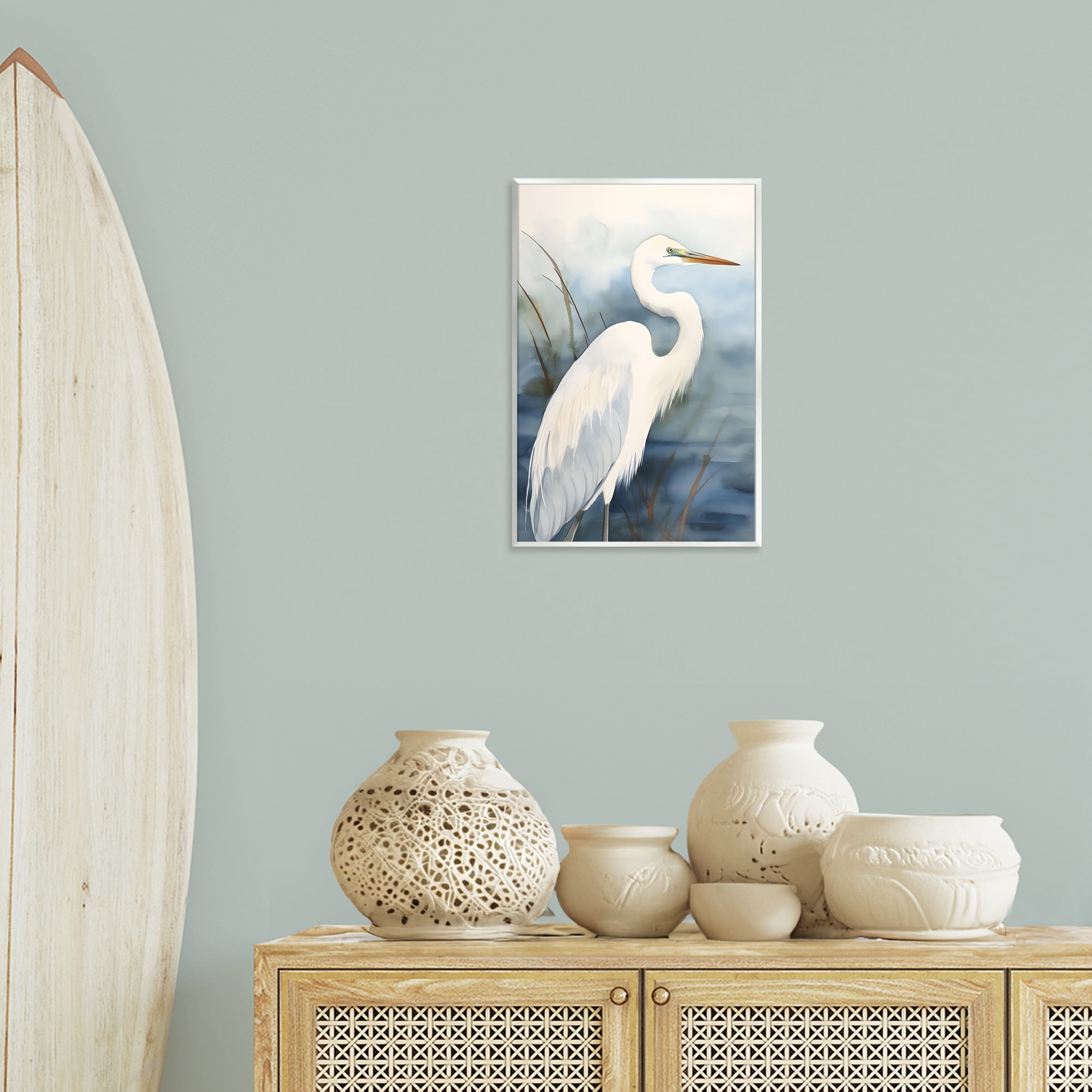 Stupell Industries Soft Egret Impression Animals & Insects Painting Unframed Art Print Wall Art, 13 x 19