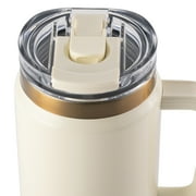 Thyme & Table 32 fl oz Stainless Steel Luna Tumbler with Handle and Dual Straw Lid, Cream