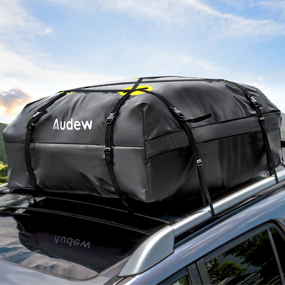 Car Top Carrier 15 Cubic Feet Waterproof Roof Top Cargo Bag Fit for The Outdoor Elements Strong Cloth Straps