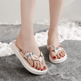 thumbnail image 4 of Chanclas de verano para mujer, de tela satinada bohemia, con tacón flácido, informales, para playa, estilo étnico, 4 of 6