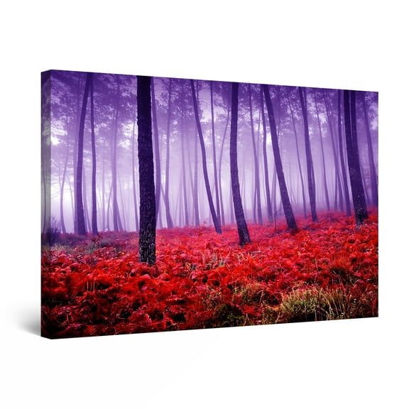 Startonight Canvas Wall Art Purple Red Forest Landscape, Framed Wall Decor 24" x 36"