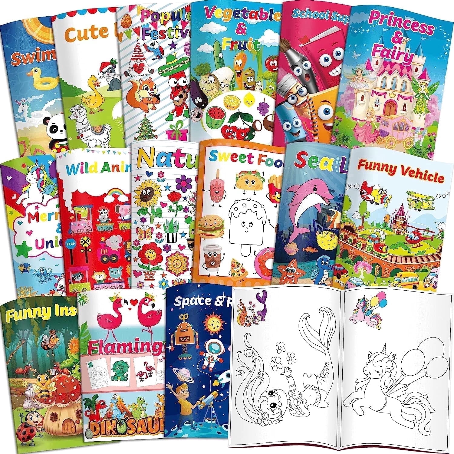 Kalysky 15Pack Bulk Mini Coloring Books for Kids Ages 2-4, Party Favors Activity Books (5.9 * 8.5 inch)
