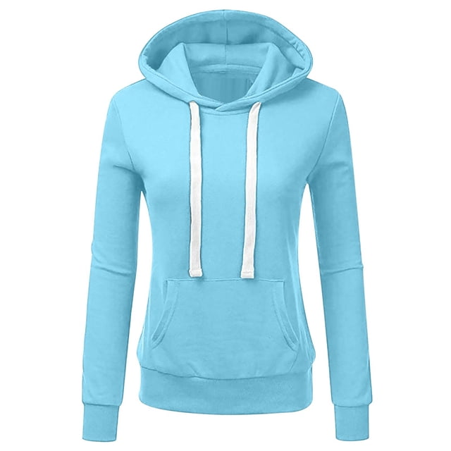 Penkiiy Chandails à Capuche pour Femmes Mode Chandails Décontractés pour Femmes Sweat à Capuche Patchwork Blouse à Capuche pour Dames Chandail Bleu Clair Vêtements Y2K
