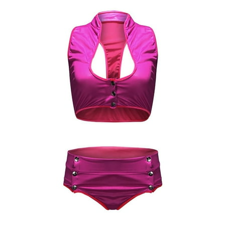 

JDEFEG Body Stockings Lingerie Thong Brief Women Satin Pajamas Panties Underpant Set Underwear Lingerie Men Japanese Top and Bottom Polyester Hot Pink L
