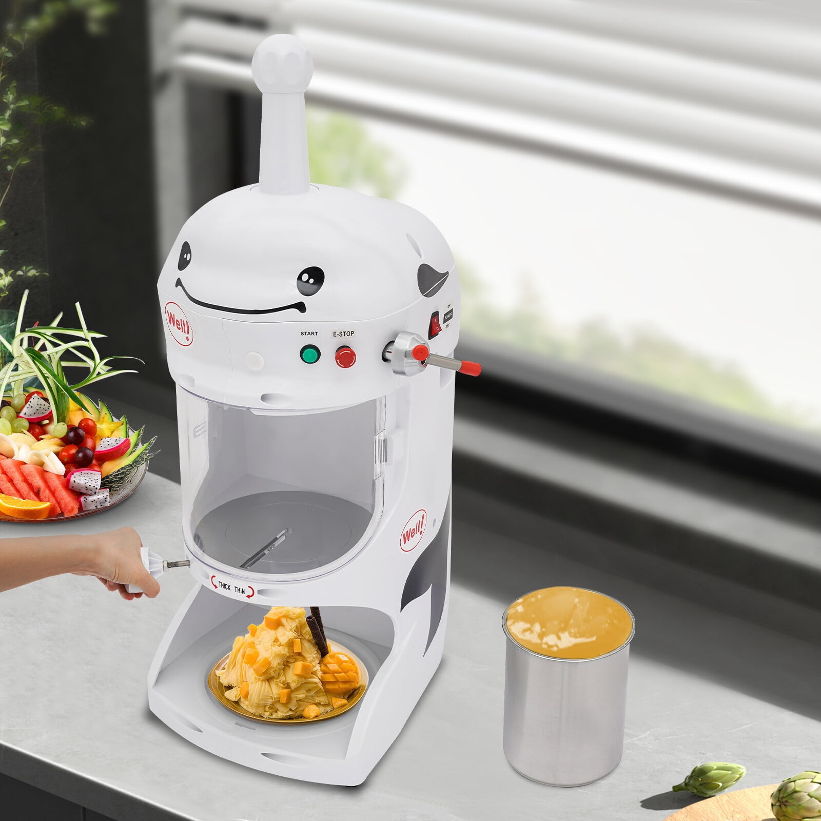 Electric Ice Shaver, Snow Cone Maker Machine, Shaved Ice Machine for Hotels, Bars, Cafes, Restaurants, Sleepover Parties, Small Pool Parties (12.6*16.5*33.8in)