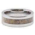 thumbnail image 4 of 100S JEWELRY Mens Tungsten Ring Deer Antler Inlaid Wedding Band Hammer Flat Band Size 8-16, 4 of 6