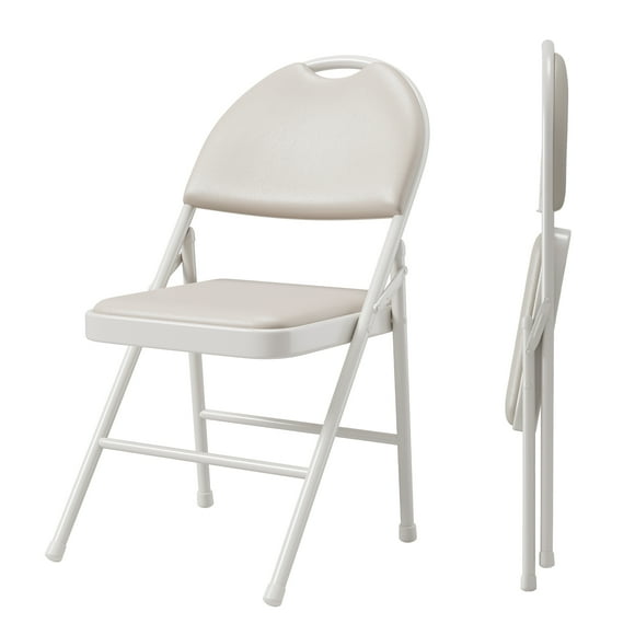 Juego de 2 Sillones Plegables con Cojín – Estructura Metálica Sólida, Patas Antideslizantes, Asiento Acolchado de PU, Perfectas para Interior, Exterior, Balcón y Reuniones Familiares