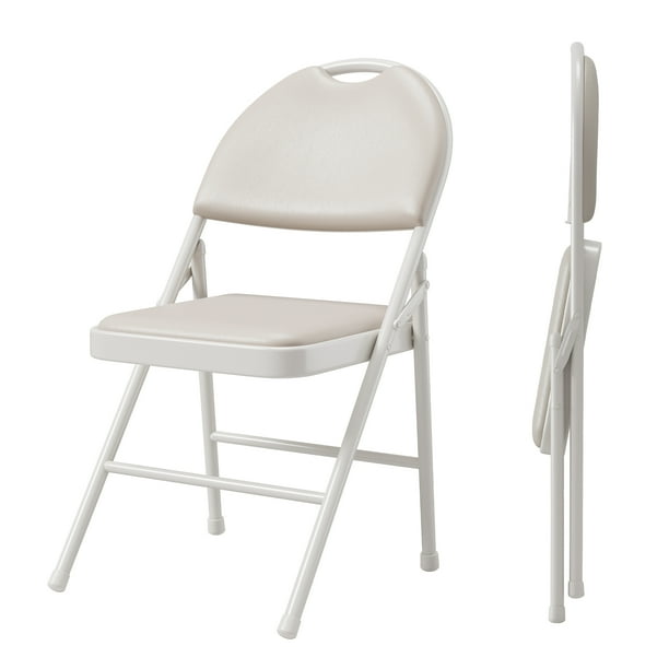 Juego de 2 Sillones Plegables con Cojín – Estructura Metálica Sólida, Patas Antideslizantes, Asiento Acolchado de PU, Perfectas para Interior, Exterior, Balcón y Reuniones Familiares