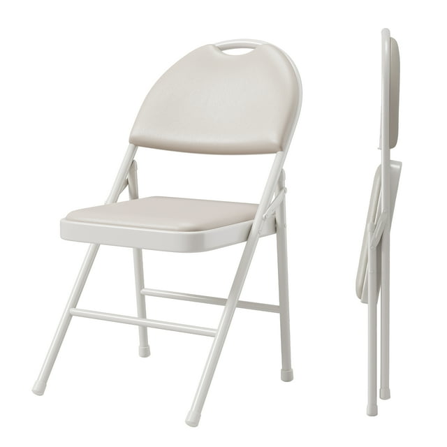 Juego de 2 Sillones Plegables con Cojín – Estructura Metálica Sólida, Patas Antideslizantes, Asiento Acolchado de PU, Perfectas para Interior, Exterior, Balcón y Reuniones Familiares