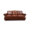thumbnail image 3 of Bowery Hill Traditional Leather Sofa with Nailhead Details in Brown, 3 of 6