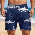 thumbnail image 5 of Shark Print Swim Trunks for Men Beach Outdoor Water Sports with Secure Zipper Pockets Blue L, 5 of 7