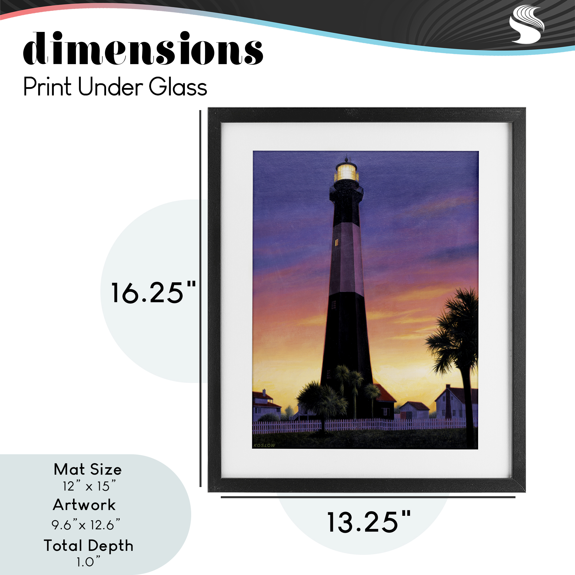 Georgia Tybee Island Lighthouse Black Framed Print Under Glass, design by Wind River Studios