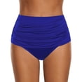 thumbnail image 5 of LUOGENLI Bikini Bottoms Shorts High Waisted Tummy Control High Swim Ruched Swimsuit Women's Bottom Bikini Briefs Plus Size Waisted Swimwears Tankinis Set (Blue Size L), 5 of 5