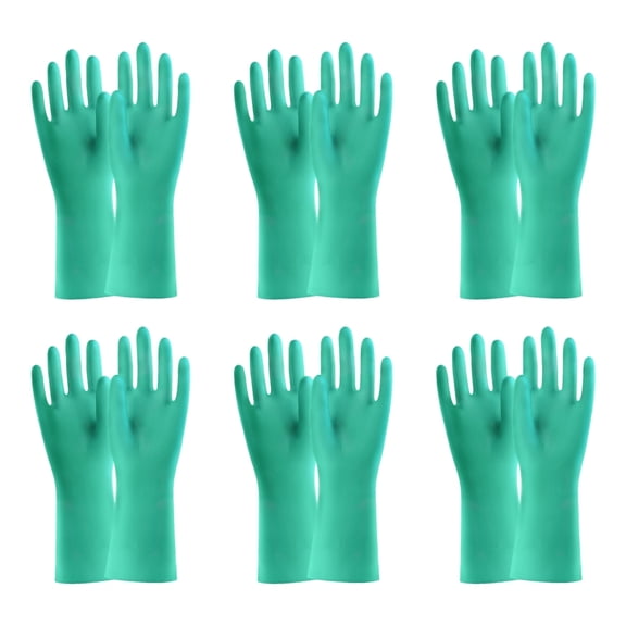 Jeoa 6 Pack Cleaning Gloves , Household Dishwashing Gloves Waterproof Rubber Gloves for Kitchen, Laundry & Bathroom，Green ，L XL XXL
