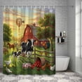 thumbnail image 6 of Bathroom Shower Curtain Farm Animals Cow Pig Chicken Duck Horse Waterproof Shower Curtains with Hooks, Red Apples Tree Bath Curtains Bathtub Curtain Home Decor 36x72in, 6 of 9