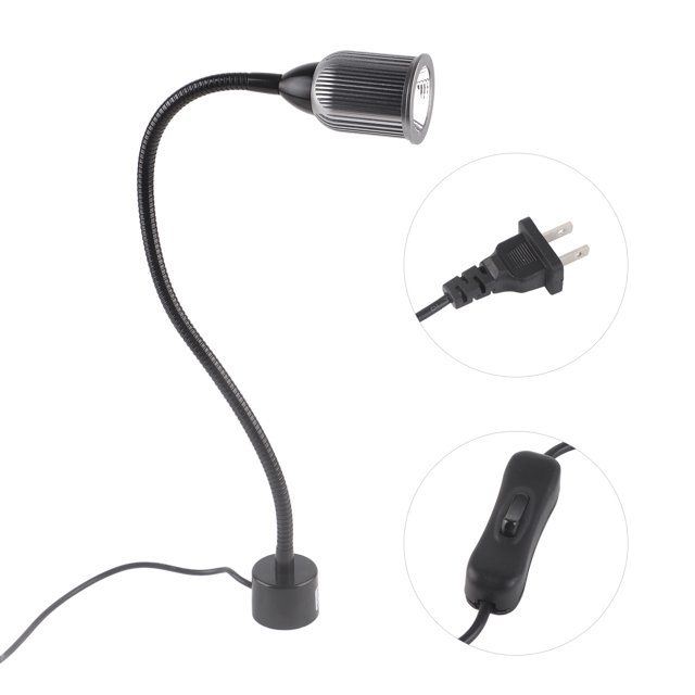 Cuello ajustable, base magnética para máquinas de coser, enchufe estadounidense, luz de trabajo LED de 10 W y 110-220 V