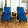 thumbnail image 3 of Topcobe Outdoor Lounger Set with 2 Chaise Chairs, Swivel Table, Reclining Back, Casters, Pillow & Headrest, Vibrant Blue for Relaxing Patio Seating, 3 of 11
