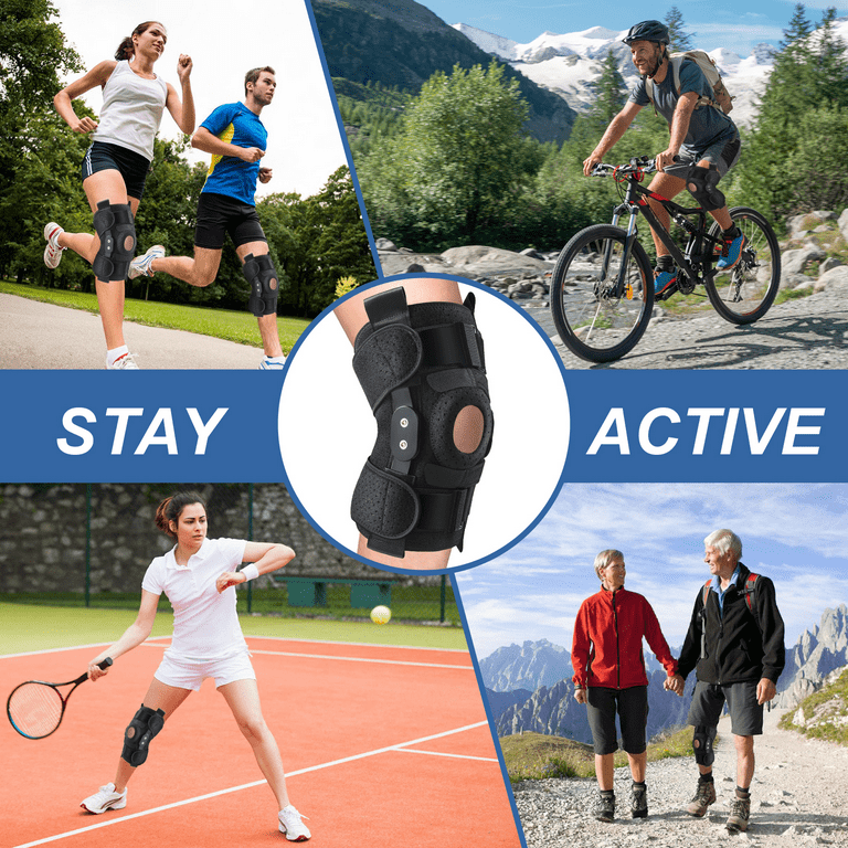 HLTHZONE Hinged Knee Brace Adjustable Knee Pain Support Knee Compression for Men & Women