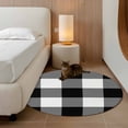thumbnail image 3 of Round Area Rug 4 Ft, Black White Plaid Washable Non-Slip Circle Carpet for Living Room/Bedroom, Farmhouse Modern Abstract Art Buffalo Low-Profile Crawling Mats Collection Rugs for Indoor, 3 of 7