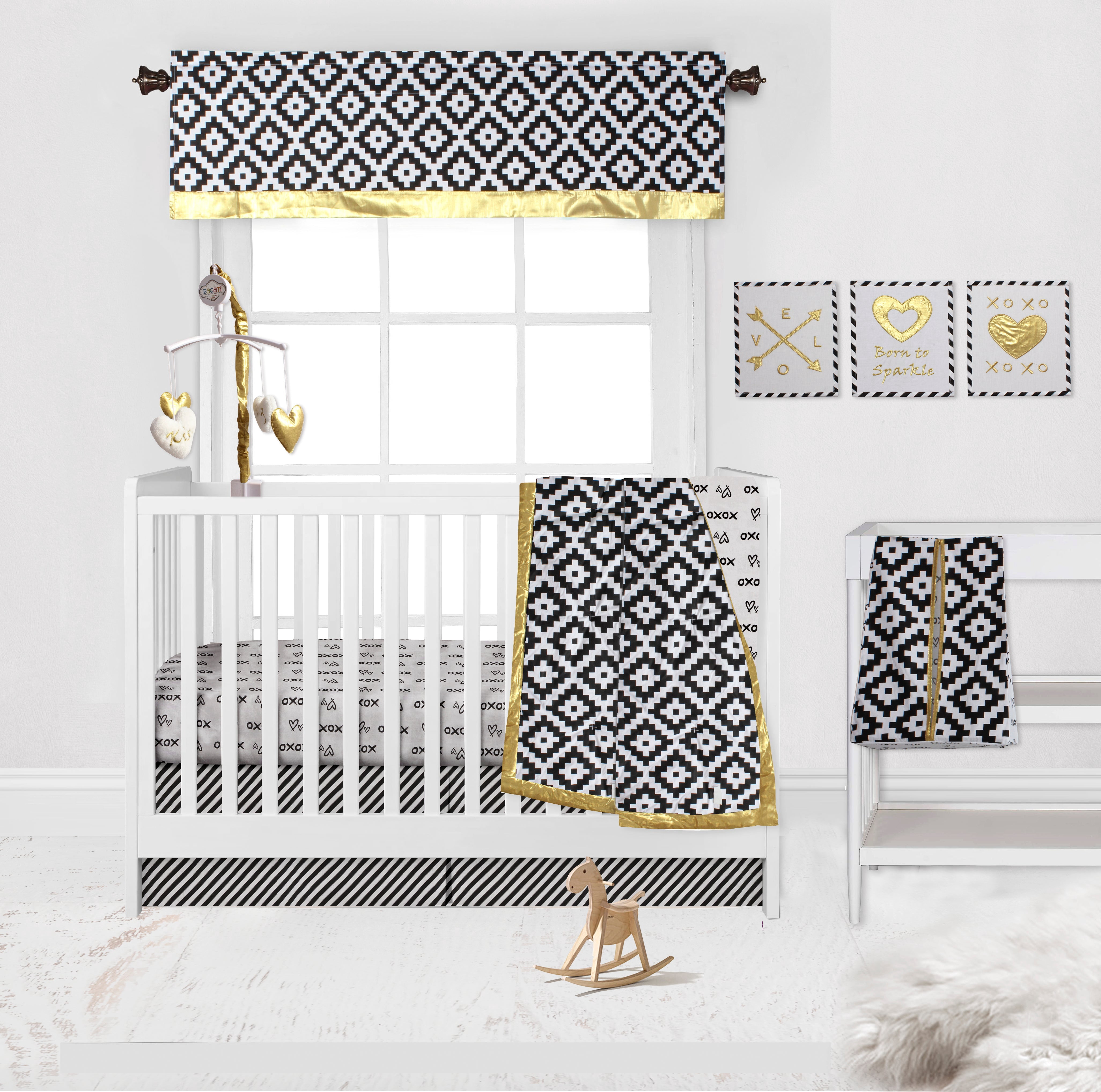 Bacati - Aztec Love Black/Gold Musical Baby Crib Mobile