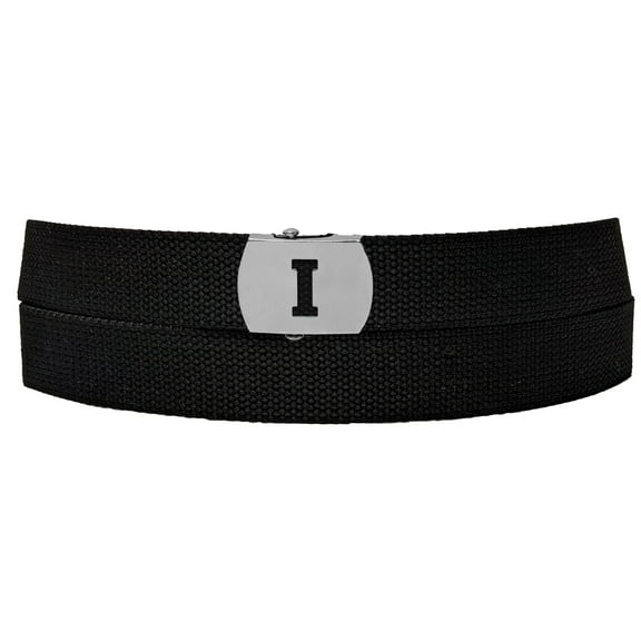Initial I Buckle Black Adjustable Canvas Web Belt With Metal Buckle 32 to 72