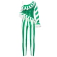thumbnail image 2 of DPOIS Girls Kids Xmas Candy Cane Striped Unitard Sequins Ruffle Jumpsuit Green 14, 2 of 5