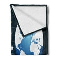 thumbnail image 2 of Outer Space Soft Flannel Fleece Throw Blanket, Elements of the Galaxy Planets Clouds the Moon Rotating, Cozy Plush for Indoor and Outdoor Use, 50" x 60", Dark Petrol Blue White, by Ambesonne, 2 of 5