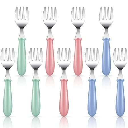 

Egebert 9 Pieces Stainless Steel Toddler Forks Baby Forks Kids Forks for Self Feeding Metal Forks Boys Girls Small Training Forks for Children Cutlery Forks with Round Handle Safe Flatware