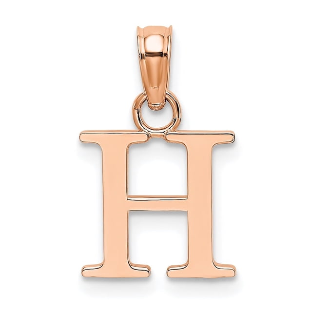 Diamond2Deal 14K Pendentif Initiale Lettre H en Or Rose pour Femmes