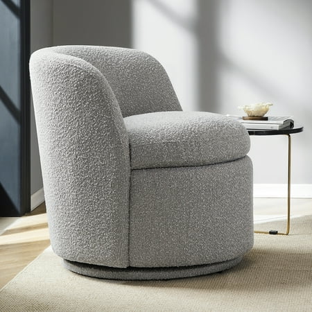 CHITA Swivel Accent Chair Armchair, Round Barrel Chairs in Fabric for Living Room Bedroom, Boucle Accent Chair, Gray