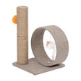 thumbnail image 4 of HOBBYZOO 13" Cat Tree Tower with Linen Circular Ring, Toys, Beige brown, 4 of 12