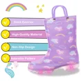 thumbnail image 2 of FUNCOO PLUS Toddler Kids Rain Boots Girls Light Up Waterproof Boots with Handles, Purple, Size 8, 2 of 7