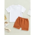 thumbnail image 4 of Bagilaanoe 2pcs Toddler Baby Boy Short Pants Set Short Sleeve Letter Print T-Shirt Tops + Shorts 3M 6M 12M 18M 24M 3T Kids Casual Summer Outfits, 4 of 9