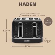 Haden Starbeck 4 Slice Wide Slot Stainless Steel Toaster, Black & Chrome