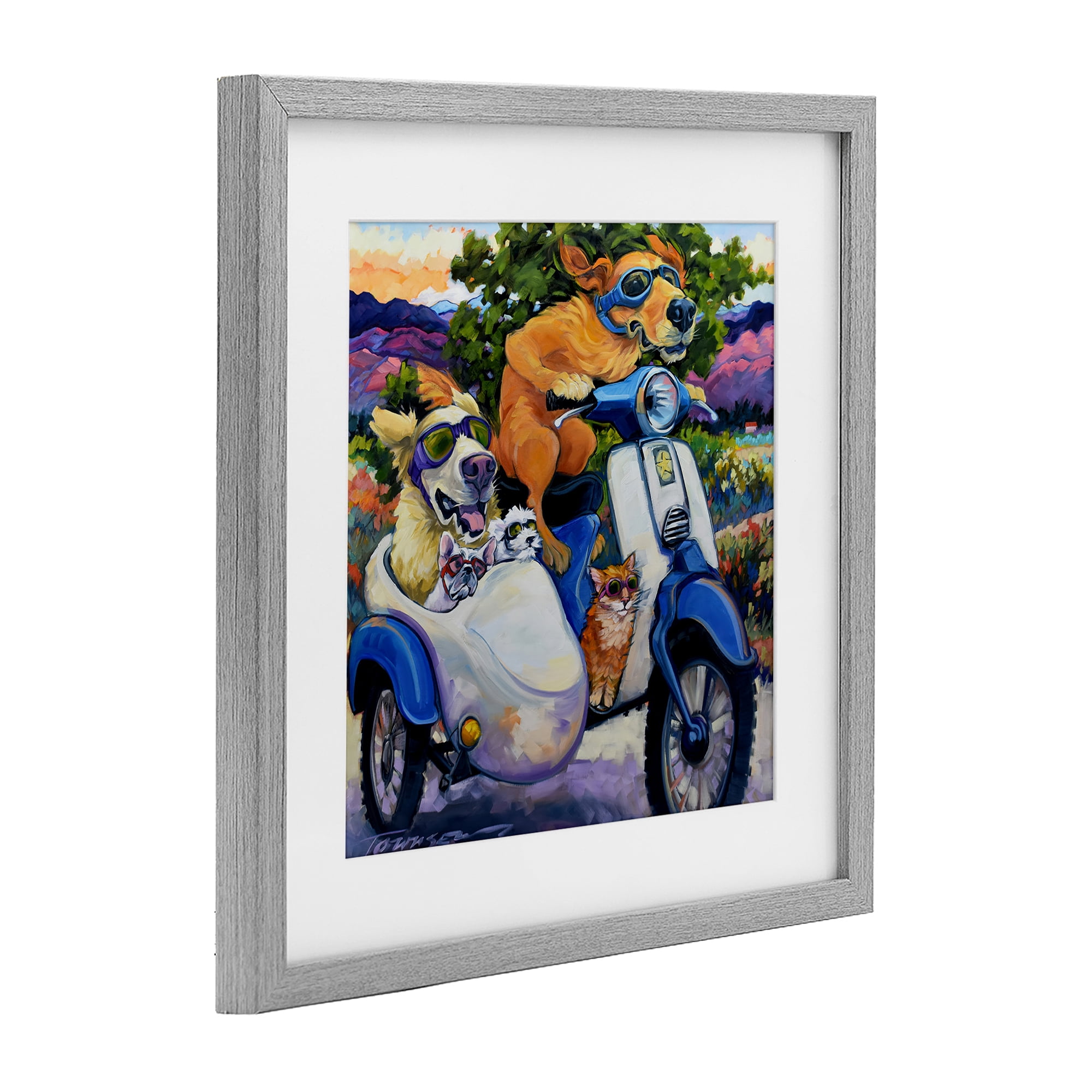 Stupell Industries All Doggled Up Sidecar Gray Framed Print Under Glass, design by CR Townsend